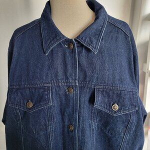 VENEZIA Medium Blue Cotton Denim Women’s Jacket (Plus Size: 1X)